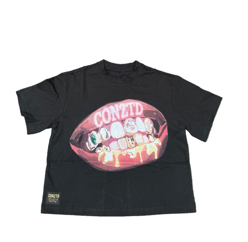 CONZTD® "Gold Grillz" Cropped Graphic Tee