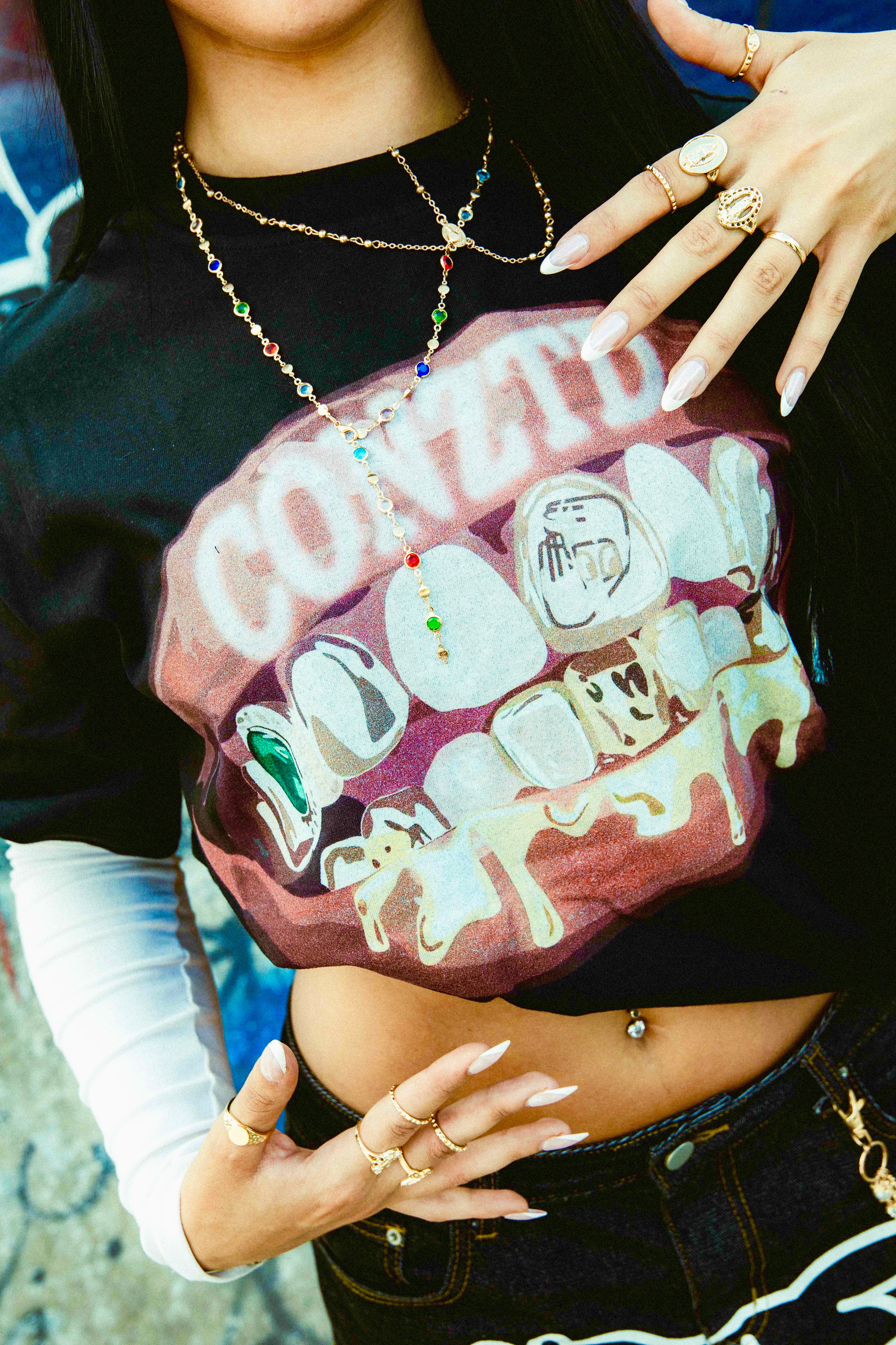 CONZTD® "Gold Grillz" Cropped Graphic Tee